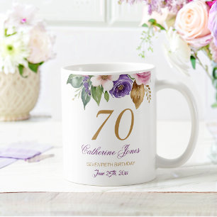 70e verjaardag Floral Bouquet Gold Accent Koffiemok