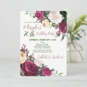 70e verjaardag Floral Design Birthday Invitat Kaart (Staand voorkant)
