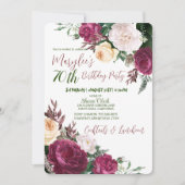 70e verjaardag Floral Design Birthday Invitat Kaart (Voorkant)