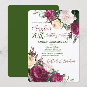 70e verjaardag Floral Design Birthday Invitat Kaart