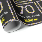 70e verjaardag: Floral Flowers Number, Custom Name Cadeaupapier (Rol Hoek)