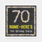 70e verjaardag: Floral Flowers Number, Custom Name Servet (Voorkant)