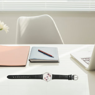 70e verjaardag floral gold geo burgundy name horloge