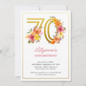 70e verjaardag  Floral Gold Number 70 Kaart (Voorkant)