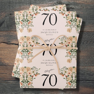 70e  verjaardag Floral Inpakpapier Vel