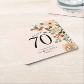 70e  verjaardag Floral Kartonnen Onderzetters (Schuin)