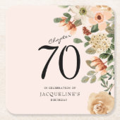 70e  verjaardag Floral Kartonnen Onderzetters (Voorkant)