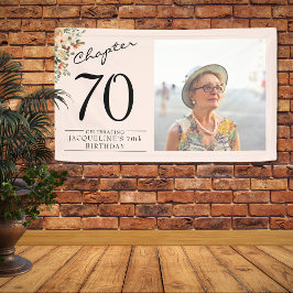 70e verjaardag Floral Pink Foto Spandoek