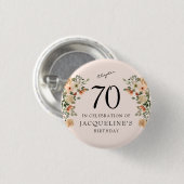 70e verjaardag Floral Ronde Button 3,2 Cm (Voorkant /achterkant)