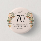 70e verjaardag Floral Ronde Button 3,2 Cm (Voorkant)
