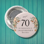 70e  verjaardag Floral Ronde Button 3,2 Cm<br><div class="desc">Gooi terug naar een tijd van elegantie en charme voor de perfecte 70ste verjaardag! Onze  Floral badge van Zazzle zet de scène in,  waardoor het de ideale aanvulling is op je feestsfeer,  of een prachtig uniek cadeau voor je geliefde.</div>