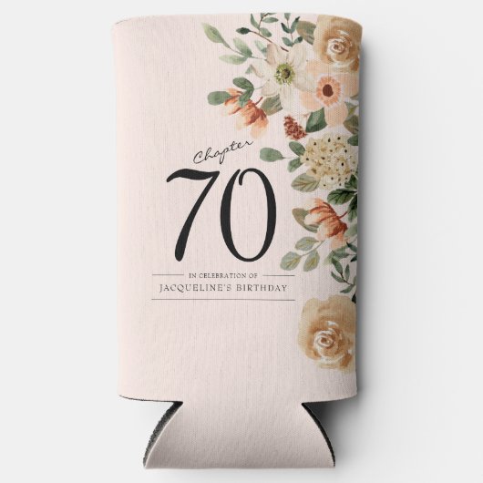 70e  verjaardag Floral Seltzer Blikjeskoeler (Voorkant)