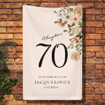 70e  verjaardag Floral Spandoek<br><div class="desc">Ontdek hoe onze elegante 70th Birthday  bloemetjesbanner van Zazzle de sfeer van uw feest kan transformeren met de tijdloze charme en het delicate design. Maak indruk op uw gasten met deze must-have tafel accessoires die mooie herinneringen oproepen en een belangrijke mijlpaal in stijl vieren.</div>