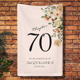 70e  verjaardag Floral Spandoek