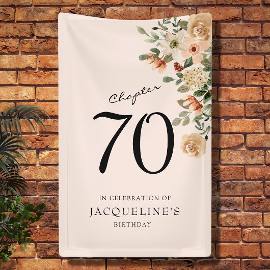 70e  verjaardag Floral Spandoek