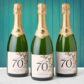 70e  verjaardag Floral Sparkling Wijnetiket