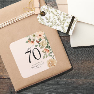 70e verjaardag Floral Vierkante Sticker