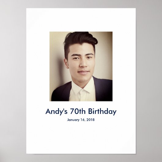 70e verjaardag foto aangepaste Sign In Party Board Poster (Voorkant)