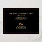 70e Verjaardag Foto Black Faux Gold Leaf Elegant Folie Uitnodiging (Achterkant)