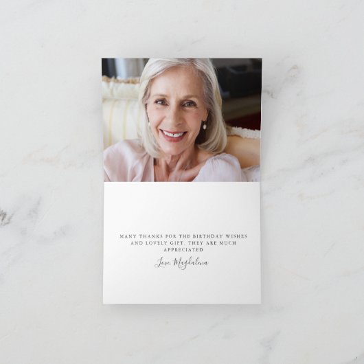 70e verjaardag foto Blush roze bloemen gevouwen Bedankkaart (Binnen)