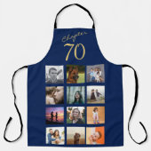 70e verjaardag foto collage blauw goud schort (Voorkant)