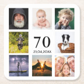 70e verjaardag foto collage man wit kartonnen onderzetters (Voorkant)
