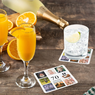 70e verjaardag foto collage man wit kartonnen onderzetters