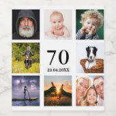 70e verjaardag foto collage mannen wijn etiket (Enkel label)