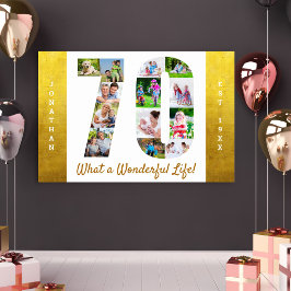 70e verjaardag Foto Collage met Gold Borders Poster