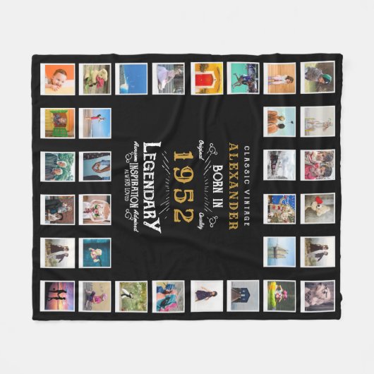 70e verjaardag Foto Collage vader Fleece Deken (Voorkant (Horizontaal))