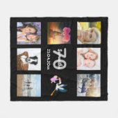 70e verjaardag foto collage zwart fleece deken (Voorkant (Horizontaal))