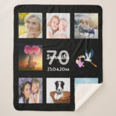70e verjaardag foto collage zwart sherpa deken (Voorkant)