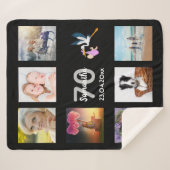 70e verjaardag foto collage zwart sherpa deken (Voorkant (horizontaal))