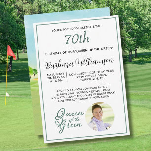70e verjaardag foto dame golfer thema uitnodiging