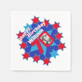 70e verjaardag foto en naam rode ster servetten (Voorkant)