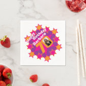 70e verjaardag foto en naam roze ster servetten (Insitu)