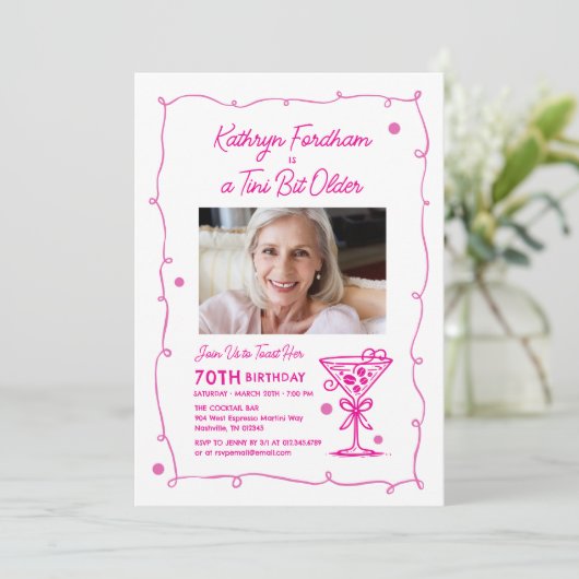 70e verjaardag foto Espresso Martini Kaart (Staand voorkant)