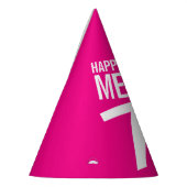 70e verjaardag foto gepersonaliseerd wit heet roze feesthoedjes (Links)