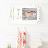 70e verjaardag Foto Gold Confetti White Spandoek (Insitu)