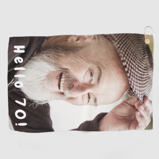 70e verjaardag foto hallo 70 golfhanddoek (Horizontaal)