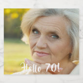 70e verjaardag foto hallo 70 vrouwen sparkling wijnetiket (Enkel label)