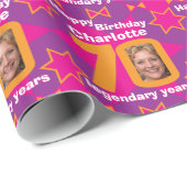 70e verjaardag foto leuke meisjes roze cadeauomsla cadeaupapier (Rol Hoek)