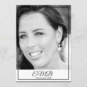 70e verjaardag Foto Monogram Elegant Birthday Kaart