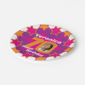 70e verjaardag foto naam roze sterrenpapier bord (Gekanteld)