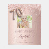 70e verjaardag foto roos goud glitter roze vriende fleece deken (Voorkant)