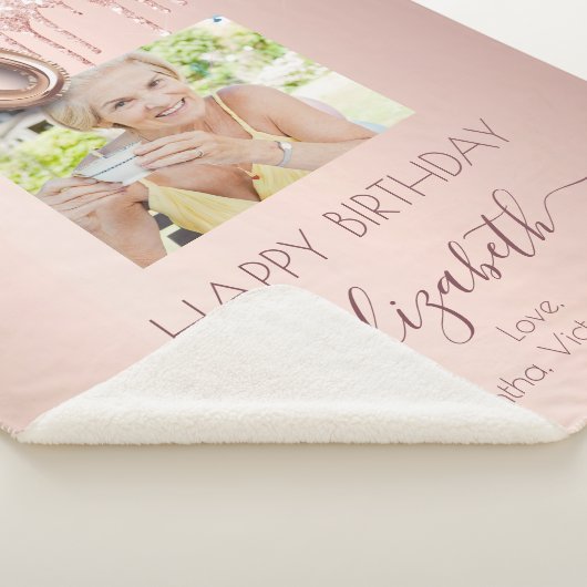 70e verjaardag foto roos goud glitter roze vriende sherpa deken (3/4)