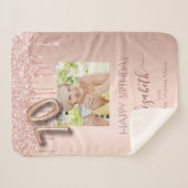 70e verjaardag foto roos goud glitter roze vriende sherpa deken (Voorkant (horizontaal))