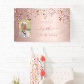 70e verjaardag foto roos gouden roze glittersterre spandoek (Insitu)