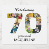 70e verjaardag foto sjabloon wit sparkling wijnetiket (Enkel label)