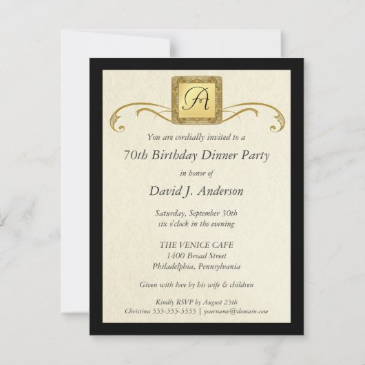 70e verjaardag Foto-uitnodigingen - Formele Kaart (Achterkant)